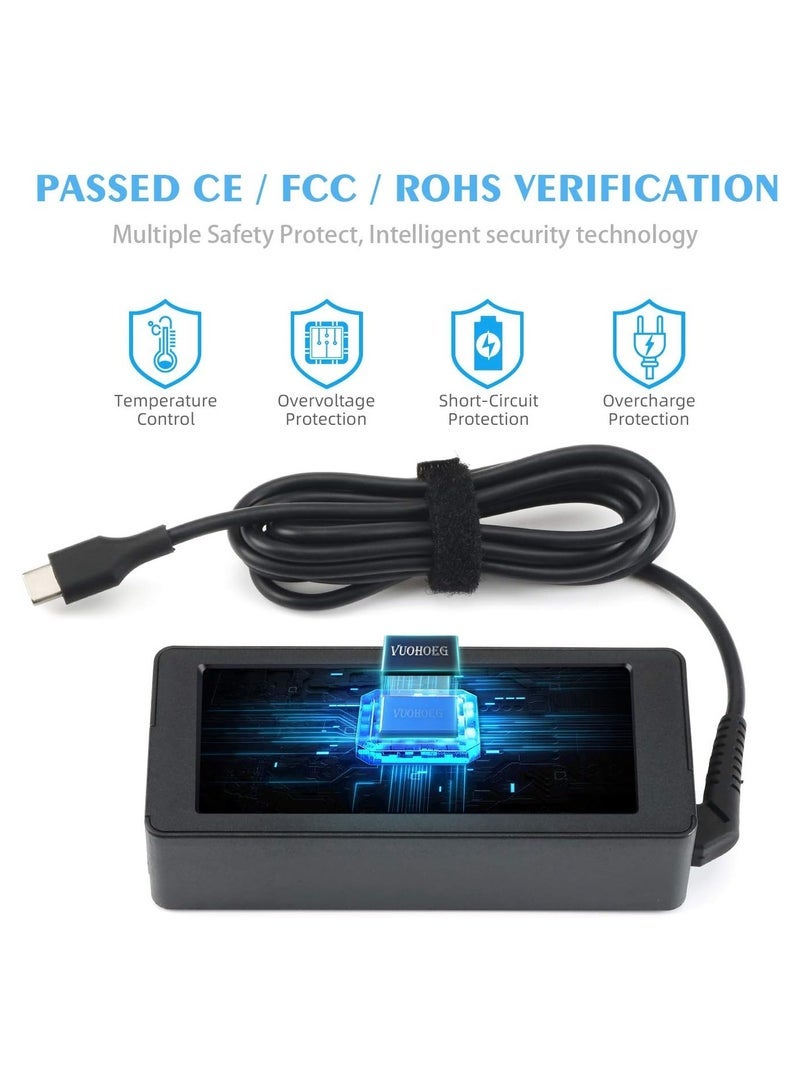 Eworld 65W USB Type-C Power Adapter, Universal Fast Charging AC Charger with Overvoltage Protection, 100-240V Compact Travel Adapter for Lenovo, Dell, HP, ASUS, Samsung & More USB-C Devices - Image 4